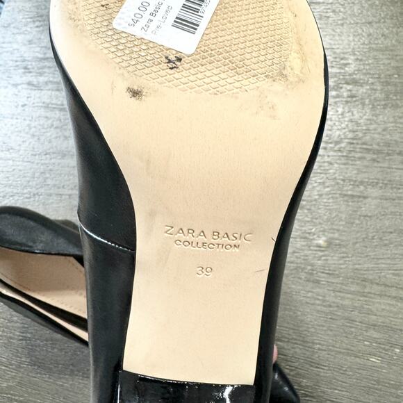 Zara Women Black Patten Leather Pump Business Women Heels Size 39/8.5 - Picture 7 of 7